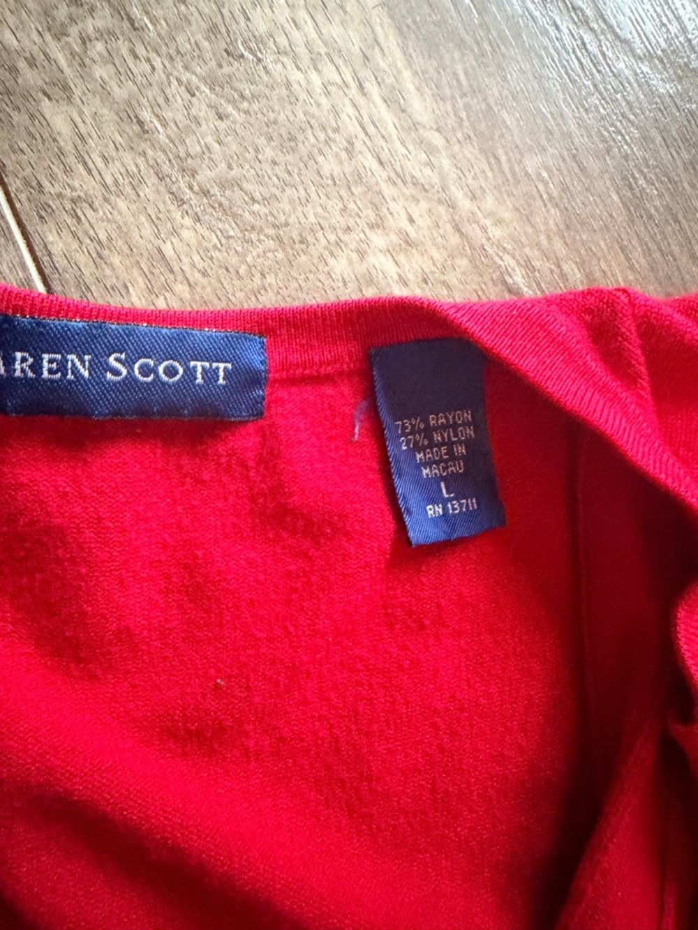 Karen Scott Red Ribbed Button-Front Cardigan - Picture 4 of 5